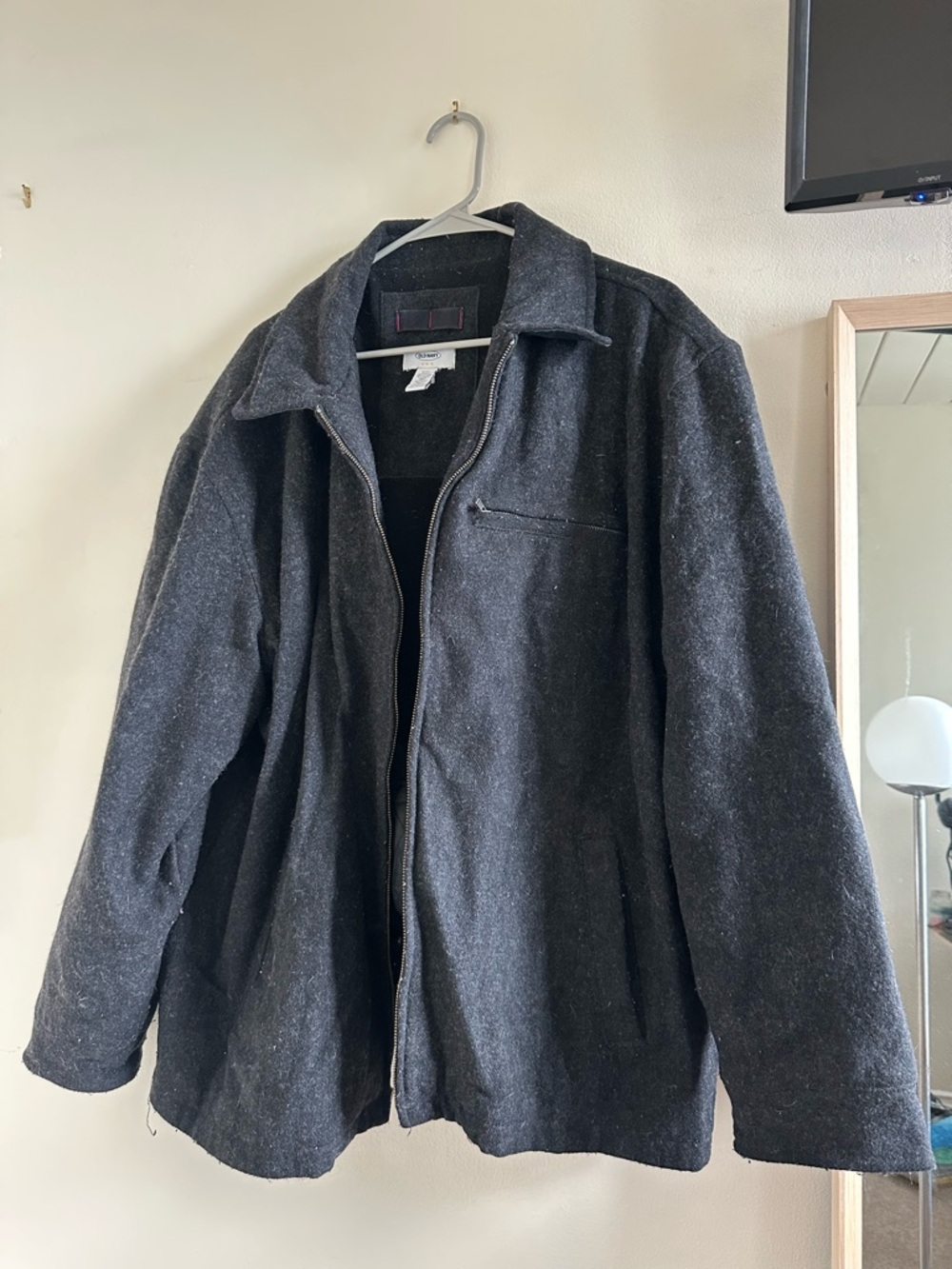 Old Navy Men's Dark Charcoal Wool Zipper Jacket